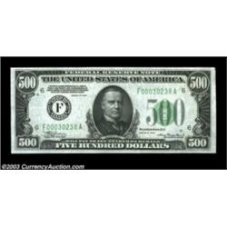 Fr. 2201-F $500 1934 Federal Reserve Note. Choice Crisp Uncirculated.A bright example which is one o