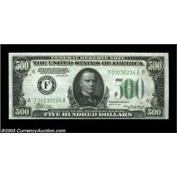 Fr. 2201-F $500 1934 Federal Reserve Note. Choice Crisp Uncirculated.A gem but for a slightly close