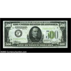 Fr. 2201-F $500 1934 Light Green Seal Federal Reserve Note. Choice Crisp Uncirculated.A most attract