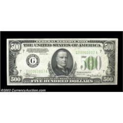 Fr. 2201-G $500 1934 Federal Reserve Note. About Uncirculated.Nicely margined and very close to New.