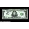 Image 1 : Fr. 2201-G $500 1934 Federal Reserve Note. About Uncirculated.A single vertical fold and a broad cor