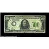 Image 1 : Fr. 2201-I $500 1934 Light Green Seal Federal Reserve Note. Fine.Despite a small chip missing from t