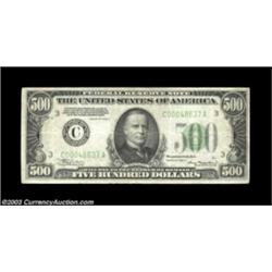 Fr. 2202-C $500 1934A Federal Reserve Note. Very Fine-Extremely Fine.A nice circulated example with
