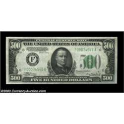 Fr. 2202-F $500 1934A Federal Reserve Note. Gem Crisp Uncirculated.One of the nicest notes in this g
