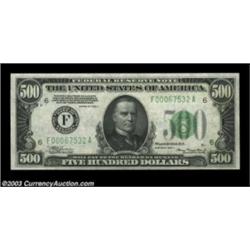 Fr. 2202-F $500 1934A Federal Reserve Note. Gem Crisp Uncirculated.Fresh and nicely centered, a perf