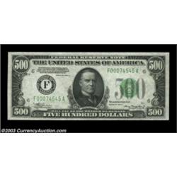 Fr. 2202-F $500 1934A Federal Reserve Note. Gem Crisp Uncirculated.The back centering is not quite p