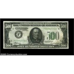 Fr. 2202-F $500 1934A Federal Reserve Note. Choice Crisp Uncirculated.Crackling fresh and with evide