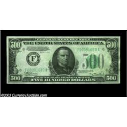 Fr. 2202-F $500 1934A Federal Reserve Note. Gem Crisp Uncirculated.Crackling fresh and well centered
