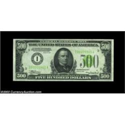 Fr. 2202-I $500 1934 Light Green Seal Federal Reserve Note. CGA Gem Uncirculated 66.A bright and wel