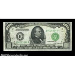 Fr. 2211-B $1000 1934 Federal Reserve Note. Choice Crisp Uncirculated.The top margin is a bit tight,