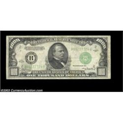 Fr. 2211-B $1000 1934 Federal Reserve Note. Fine-Very Fine.There is a tiny number stamped on the rev
