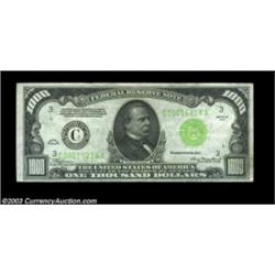 Fr. 2211-C $1,000 1934 Light Green Seal Federal Reserve Note. Extremely Fine.A solid circulated exam