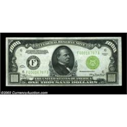 Fr. 2211-F $1000 1934 Light Green Seal Federal Reserve Note. Choice About Uncirculated.You will have