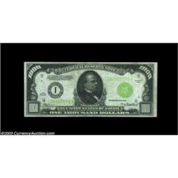 Fr. 2211-I $1000 1934 Federal Reserve Note. CGA About Uncirculated 58.A light center bend is barely