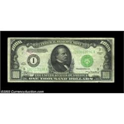 Fr. 2211-I $1,000 1934 Federal Reserve Note. Fine.A couple of teller stamps, including a heavy purpl