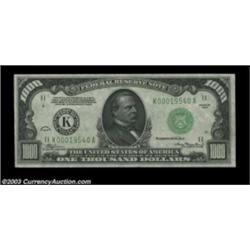 Fr. 2211-K $1000 1934 Federal Reserve Note. CGA Choice Uncirculated 64.A nice example from the consi