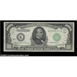 Fr. 2211-K $1000 1934 Federal Reserve Note. Crisp Uncirculated.A well centered Dallas thousand with