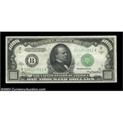 Fr. 2212-B $1000 1934A Federal Reserve Note. Choice Crisp Uncirculated.Nicely centered and very clos