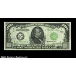 Fr. 2212-F $1000 1934A Federal Reserve Note. Choice Crisp Uncirculated.There is some handling, but t