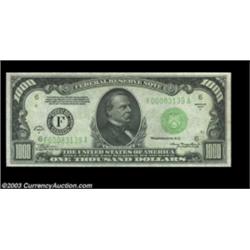 Fr. 2212-F $1000 1934A Federal Reserve Note. Choice Crisp Uncirculated.A beautifully centered exampl