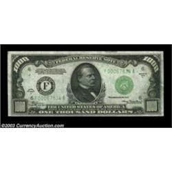 Fr. 2212-F $1000 1934A Federal Reserve Note. Crisp Uncirculated.But for a small ink spot on the reve