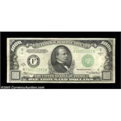 Fr. 2212-F $1000 1934A Federal Reserve Note. A nicely centered evenly circulated Very Fine thousand.