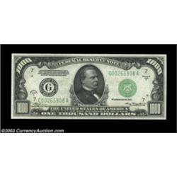 Fr. 2212-G $1000 1934A Federal Reserve Note. Gem Crisp Uncirculated.A perfectly centered example whi