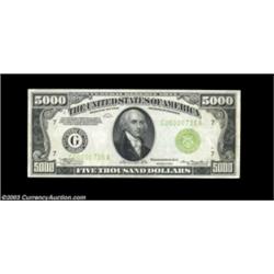 Fr. 2221-G $5,000 1934 Federal Reserve Note. Extremely Fine.Five Thousands are far scarcer than are