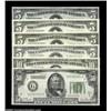 Image 1 : A Group of Mixed Denomination Federal Reserve NotesFr. 1952-L $5 1928B Gem Crisp Uncirculated; Fr. 1