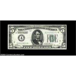 Four Small Size Feds.Fr. 1950-D $5 1928 Federal Reserve Note AUFr. 1951-G $5 1928A Federal Reserve N