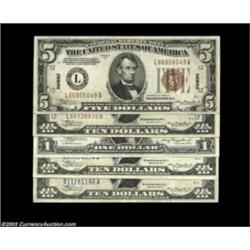 WW II Emergency Note Quintet.Fr. 2302 $5 1934A Hawaii Federal Reserve Note VF-XFFr. 2303 $10 1934A H