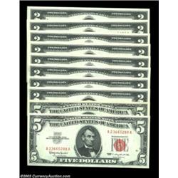 High Grade Red Seal Twos and Fives.Included are eight Fr. 1513 1963 $2 Legal Tenders consisting of o