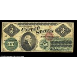 Fr. 41 $2 1862 Legal Tender Fine. Perfect for the grade, with unusually good color remaining as well