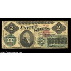 Fr. 41 $2 1862 Legal Tender Very Good. There are a few minor edge splits on this otherwise decent ex