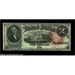 Fr. 53 $2 1880 Legal Tender Fine. The face of this rare note lays some claim to the Very Fine grade,