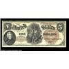 Image 1 : Fr. 72 $5 1880 Legal Tender Very Fine. Tight across the top and with the paper a bit aged, but the i