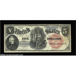 Fr. 74 $5 1880 Legal Tender Very Fine. Good original embossing and bright ink colors highlight this