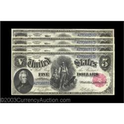 Fr. 80 $5 1880 Legal Tender Cut Sheet of Four Gem New. Notes 9 through 12 form a gorgeous, bright, f