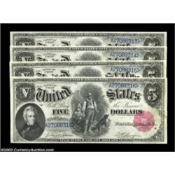 Fr. 80 $5 1880 Legal Tender Cut Sheet of Four Very Choice New. A lovely Cut Sheet, with two of the n