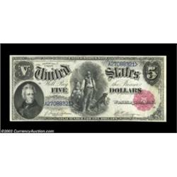 Fr. 80 $5 1880 Legal Tender Cut Sheet of Four New. All four notes have slightly rounded corners and