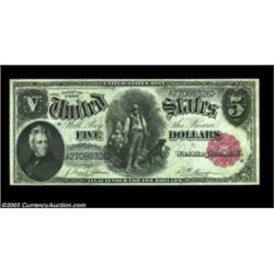 Fr. 80 $5 1880 Legal Tender Gem New. In spite of its ratty neighbor in the pack, this 26th note is i