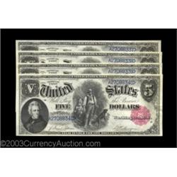 Fr. 80 $5 1880 Legal Tender Cut Sheet of Four Very Choice New. Numbers 37 through 40 form a fresh, o