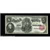Image 3 : Fr. 80 $5 1880 Legal Tender Cut Sheet of Four Choice New. The "B" note has a corner fold; the other