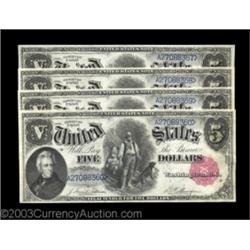 Fr. 80 $5 1880 Legal Tender Cut Sheet of Four Gem New. One of the nicer Cut Sheets from this terrifi