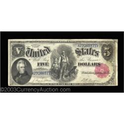 Fr. 80 $5 1880 Legal Tender Cut Sheet of Four About New. Each of these four notes is well margined a