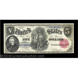 Fr. 80 $5 1880 Legal Tender Choice About New. A single corner fold at the lower right is all that se