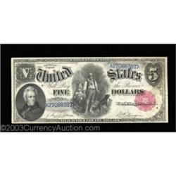 Fr. 80 $5 1880 Legal Tender Choice About New. The identical corner fold holds number 87 down to the