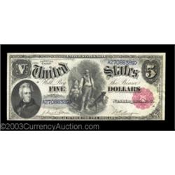 Fr. 80 $5 1880 Legal Tender Choice About New. The same corner fold, although a bit lighter, holds nu