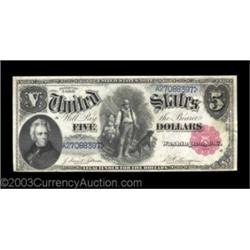 Fr. 80 $5 1880 Legal Tender Choice About New. The lower left corner tip is rounded, and the note has