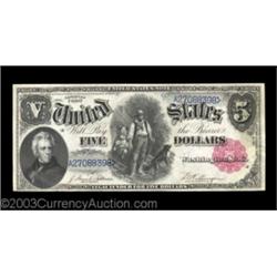 Fr. 80 $5 1880 Legal Tender Choice About New. A nice note, with just tip folds.  Important notice: H